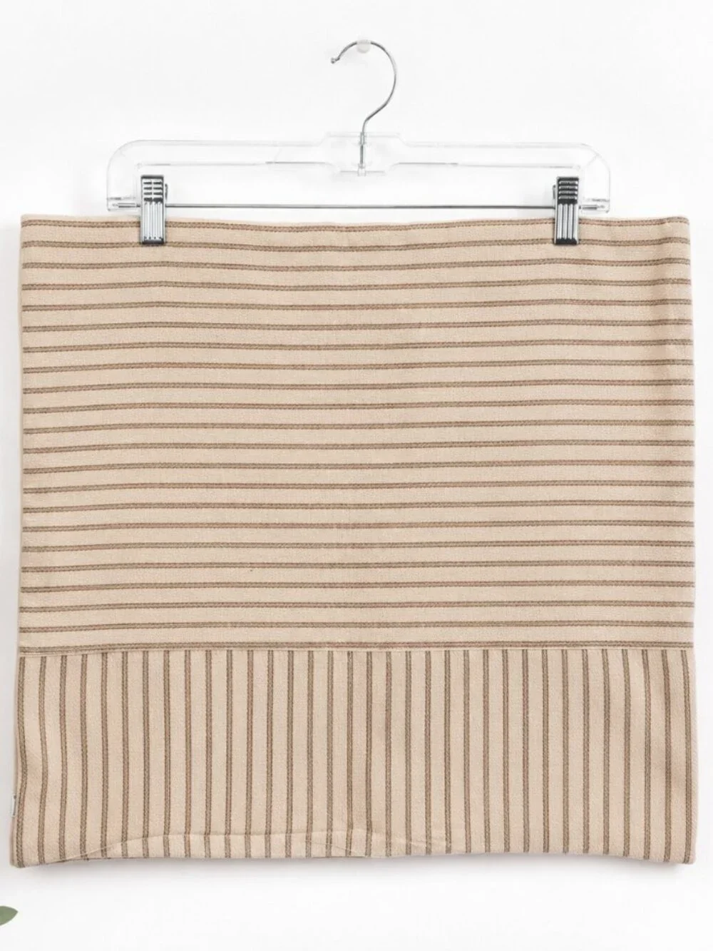 Beige Brown Striped Throw Pillow Cover 20x20 Farmhouse Hidden Zipper